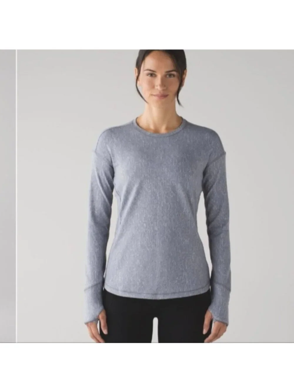 Lululemon Outrun Long Sleeve Running Luon Suited Jacquard Arctic Grey Ice Grey
